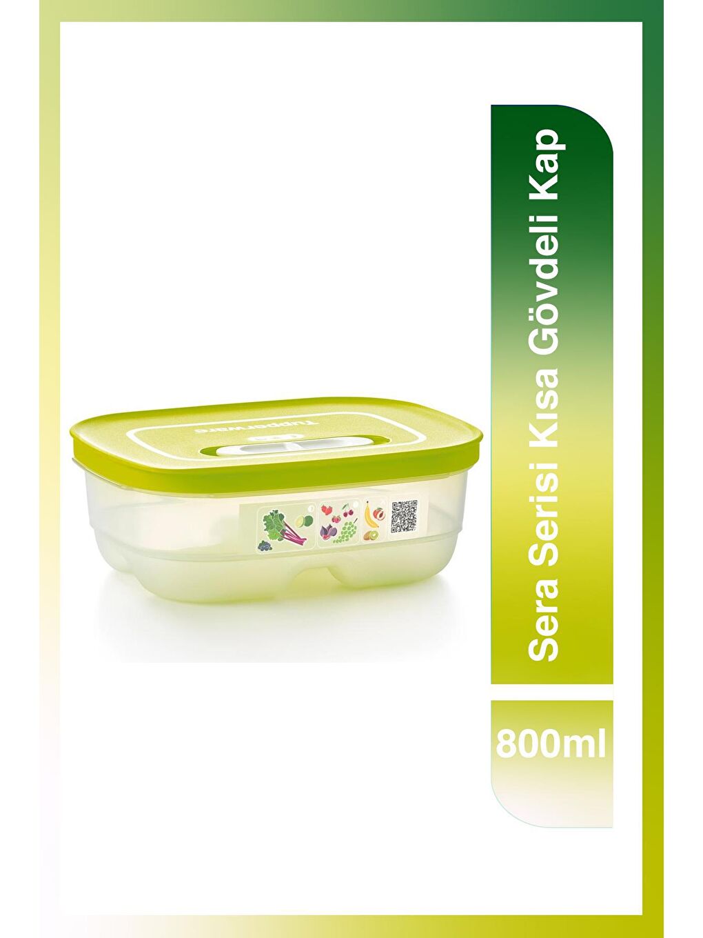 Tupperware Limon Yeşili Sera Serisi Kısa Gövdeli Kap 800 ml Limon