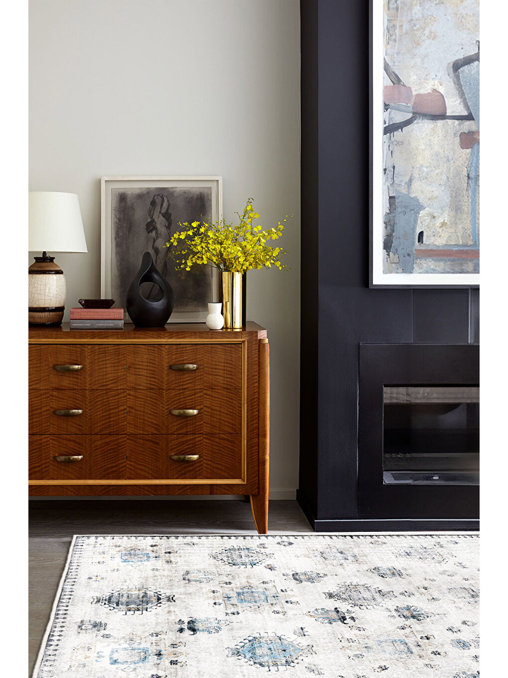 Beyaz Dekoratif Özel Tasarım Yıkanabilir İnce Kaymaz Tabanlı Modern Halı KECE FR36-1