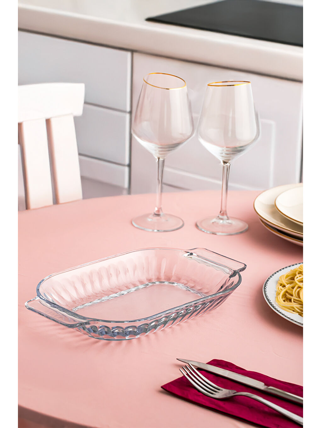 Renksiz 1160 Shell Kulplu Cam Servis Sunum Tabağı 17x30 cm-1