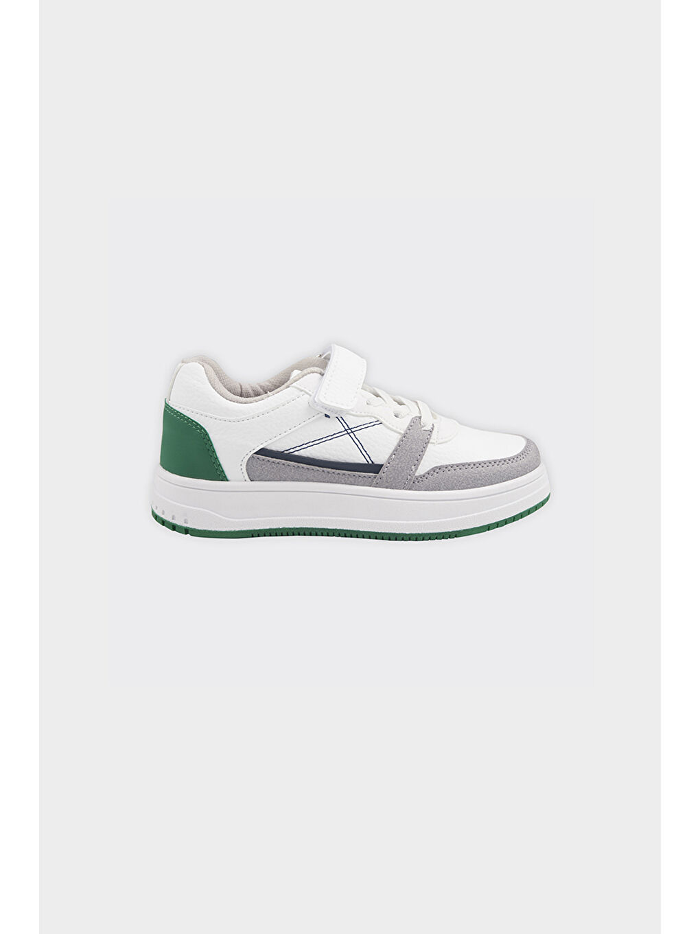 Erkek Çocuk Bloklu Cırt Cırtlı Beyaz Sneaker