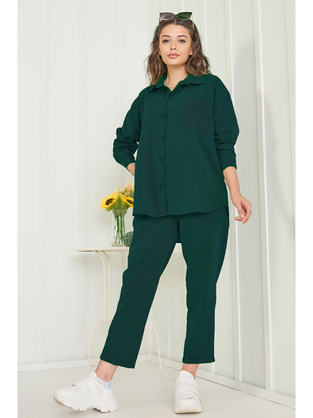 Yeşil Tunık Pantolon İkili Takım Zümrüt - 27086-2