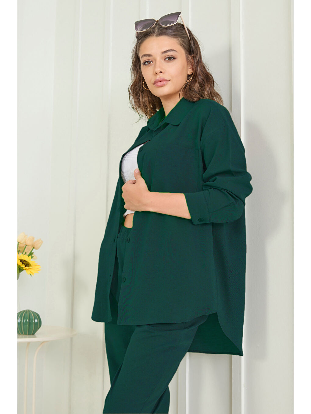 Yeşil Tunık Pantolon İkili Takım Zümrüt - 27086-3