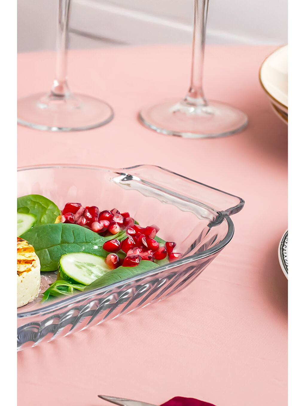 Renksiz 1160 Shell Kulplu Cam Servis Sunum Tabağı 17x30 cm-2