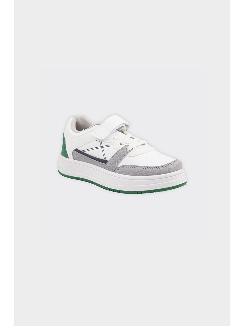 Erkek Çocuk Bloklu Cırt Cırtlı Beyaz Sneaker-1