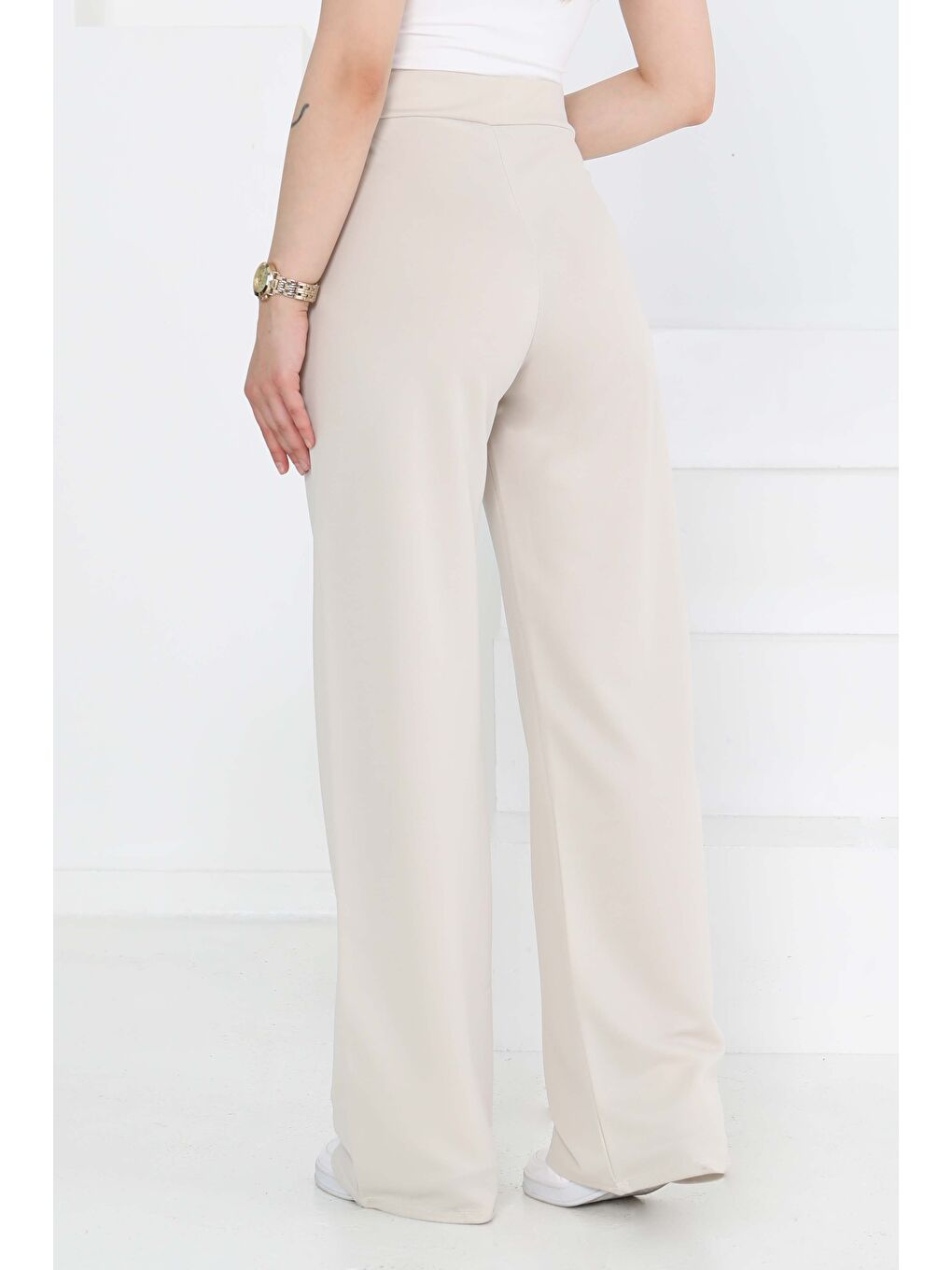 Ekru Palazzo Pantolon Krem - 27077-5