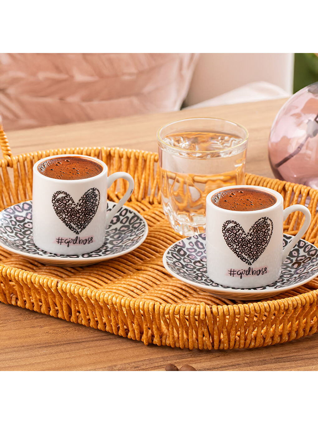 Siyah 11 Porselen 12 Parça 6 Kişilik Türk Kahvesi Fincan Takımı 90ml