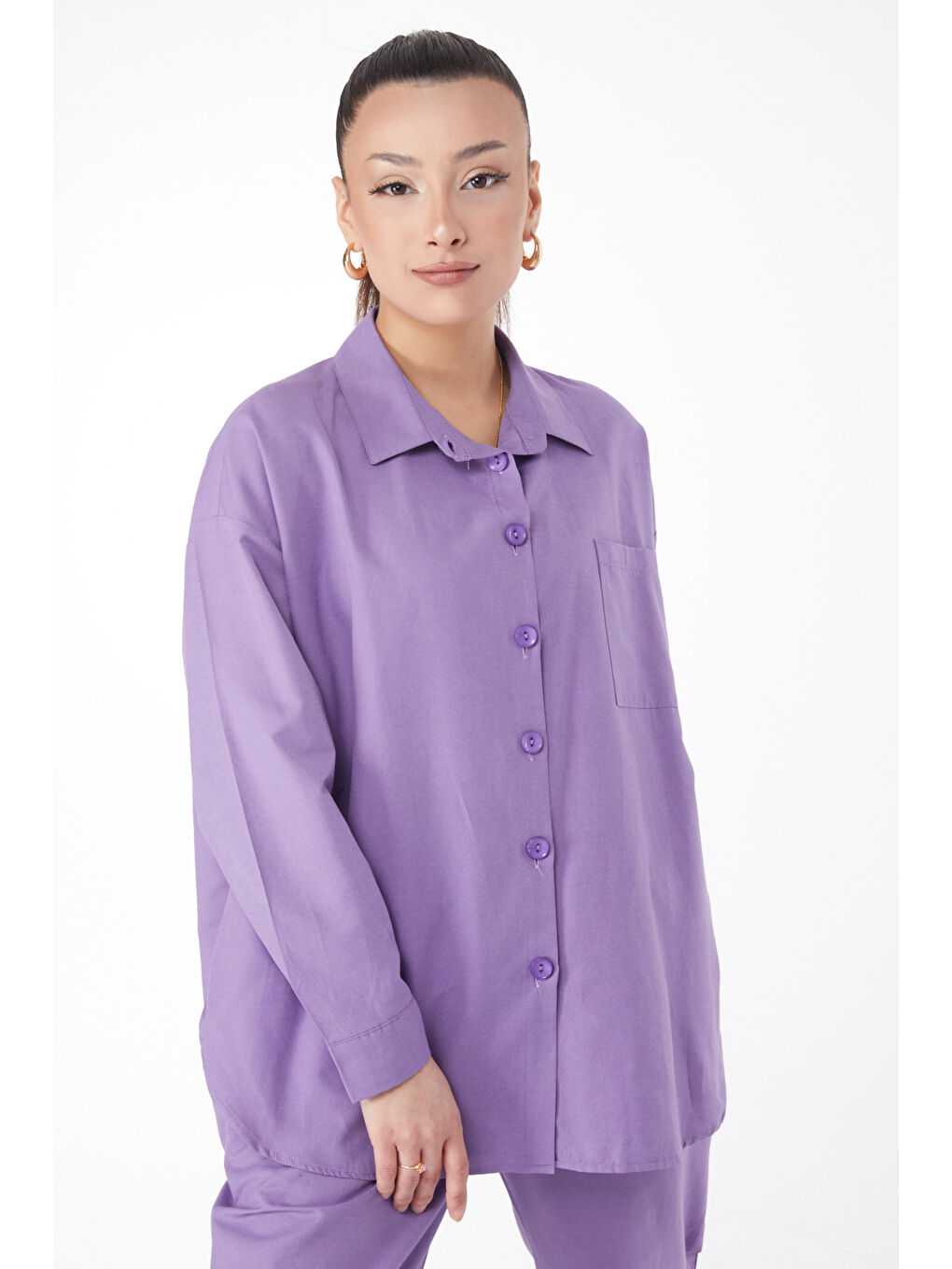 Tunık Pantolon İkili Takım Lila - 27086-1