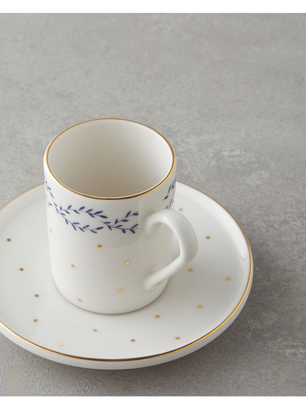 Sarı Blossia Bone Porselen 4 Parça 2 Kişilik Kahve Fincan Takımı 90 ml Mavi Gold-3