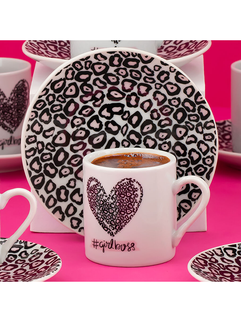 Siyah 11 Porselen 12 Parça 6 Kişilik Türk Kahvesi Fincan Takımı 90ml-2