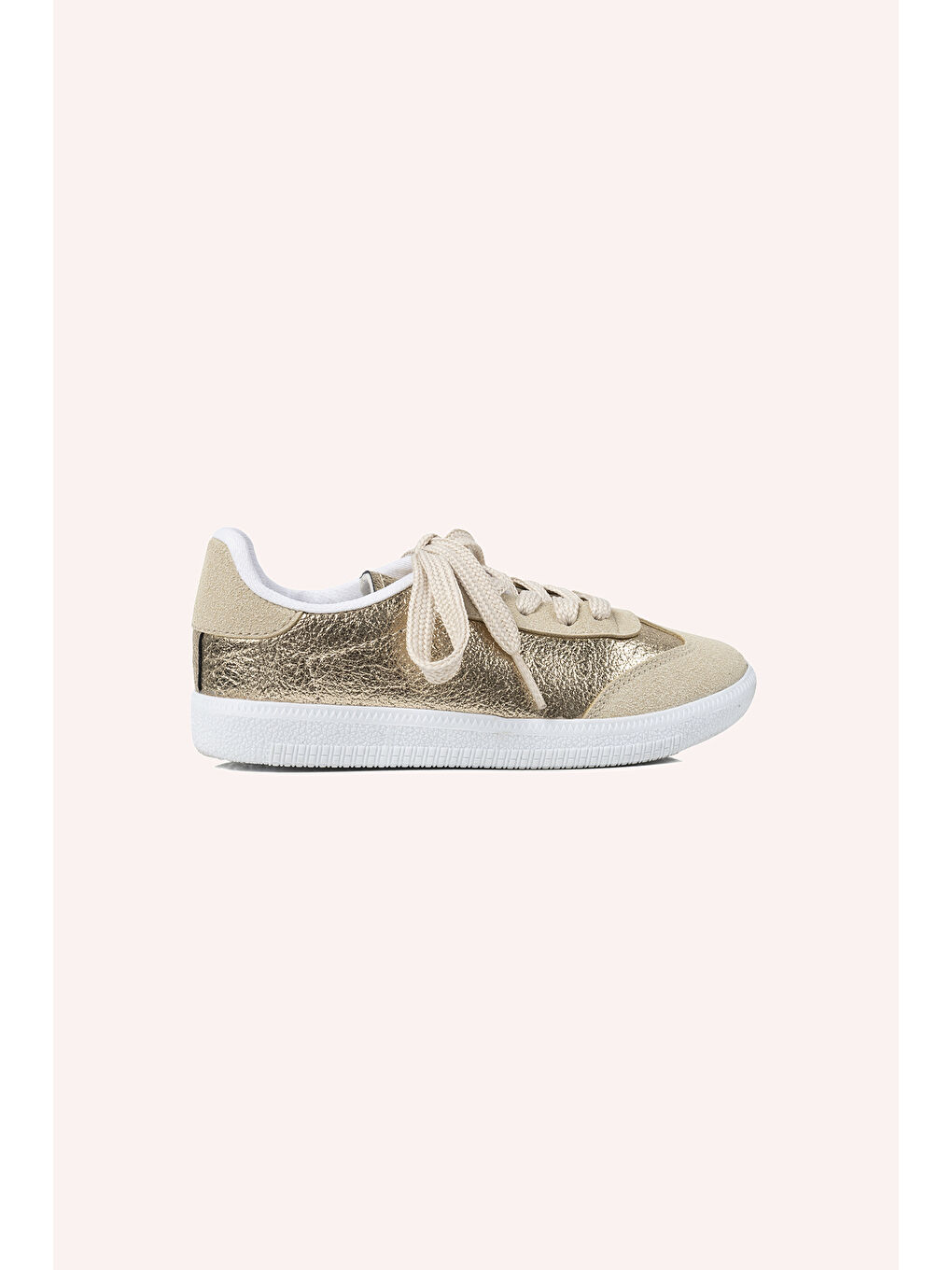Sarı Kız Çocuk Bağcıklı Parlak Gold Sneaker