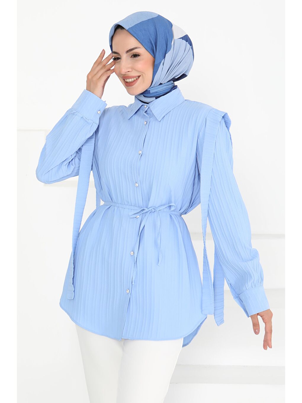 Omuz Bağlama Detaylı Tunik Bebe Mavi - 27195