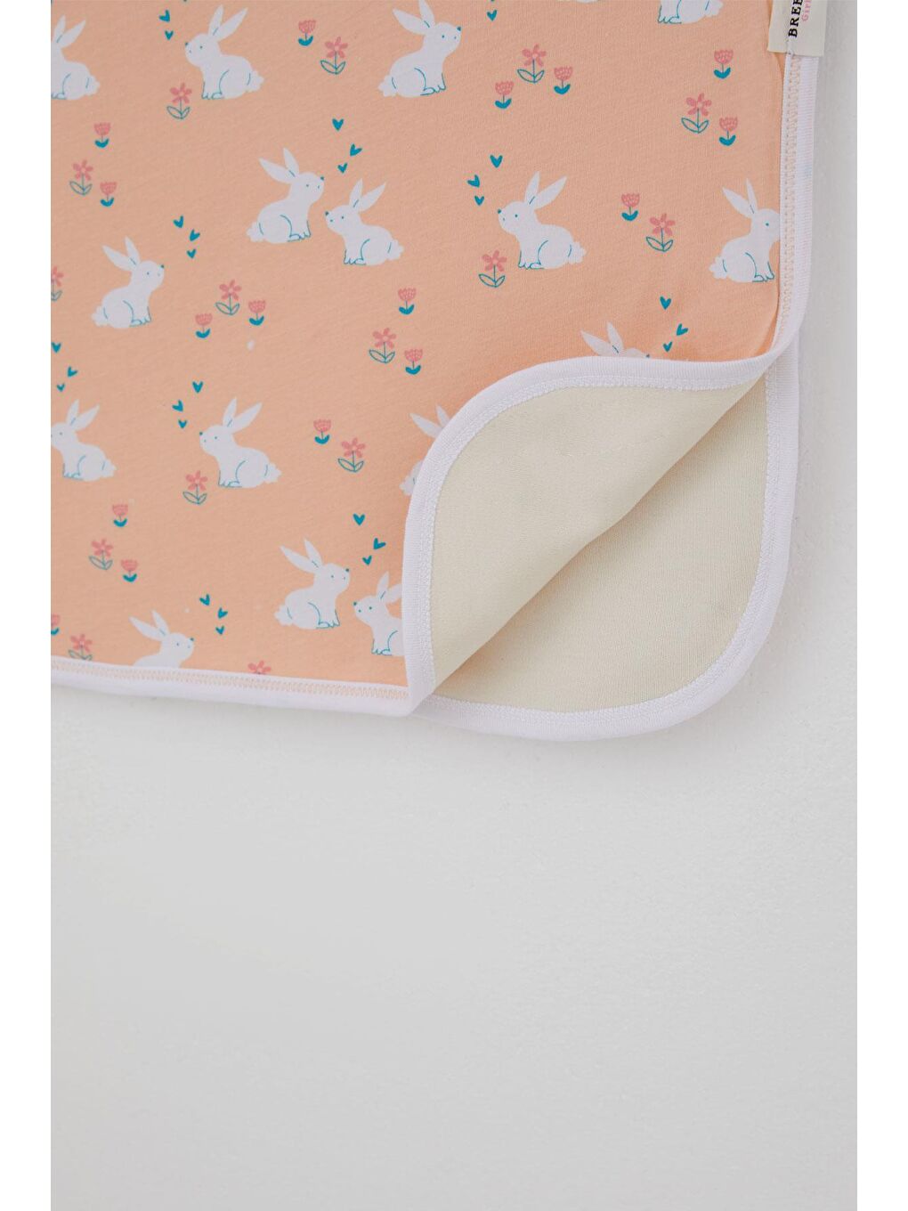 Pembe Yenidoğan Bebek Battaniyesi Sevimli Tavşancıklar Desenli Çiçekli Somon (78 X 88 Cm)-2