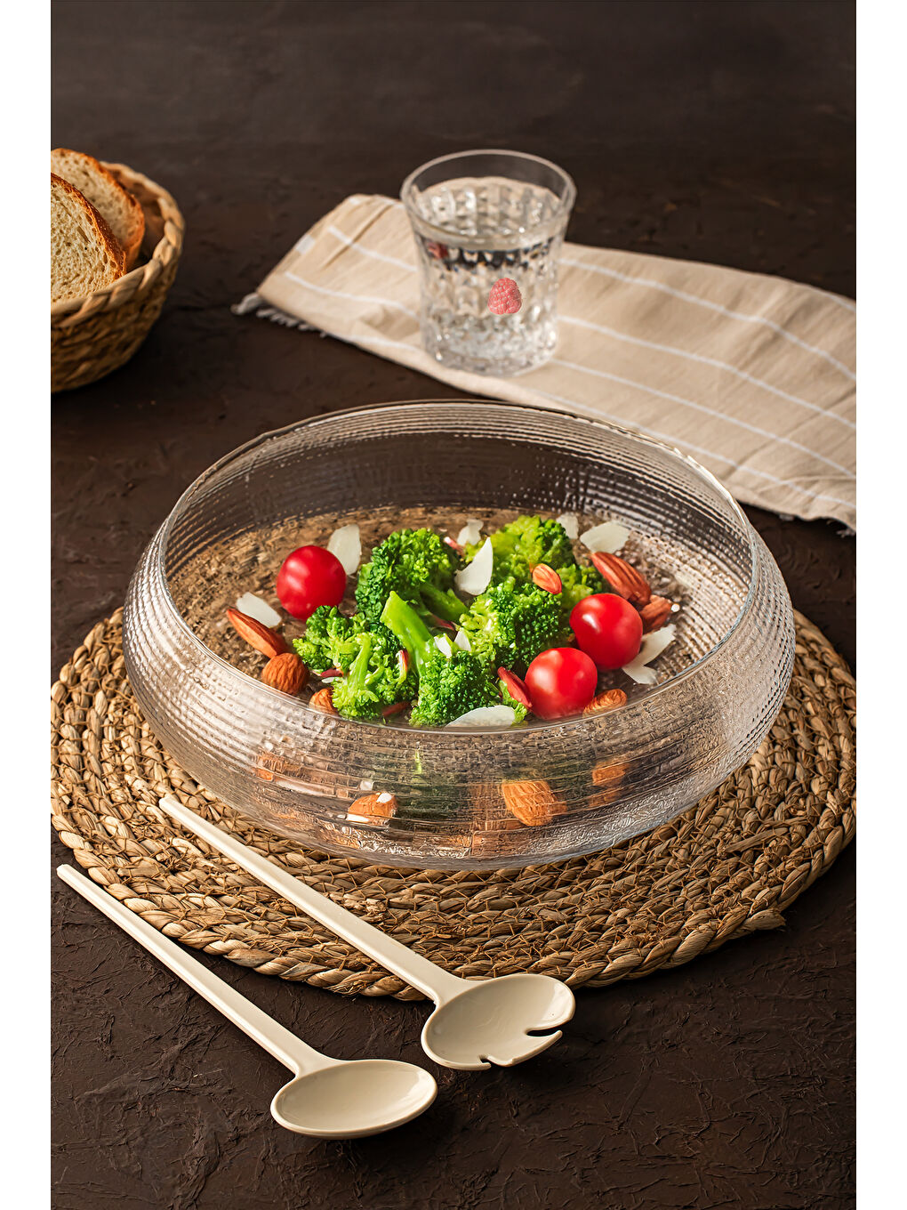 Renksiz California Cam Salata Kasesi Meyve Kasesi