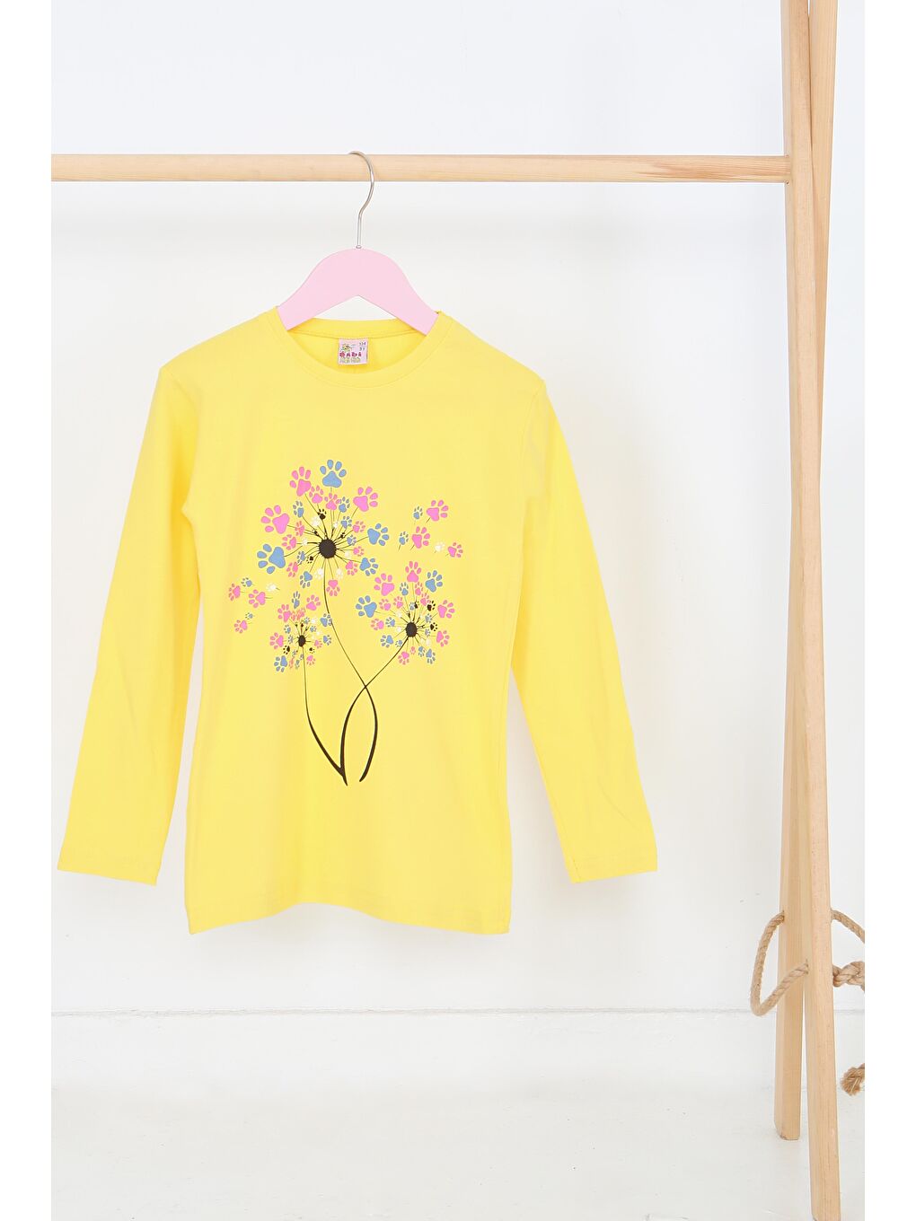 Sarı Kız Çocuk Sari Uzun Kollu Baskılı Penye Badi - 27696