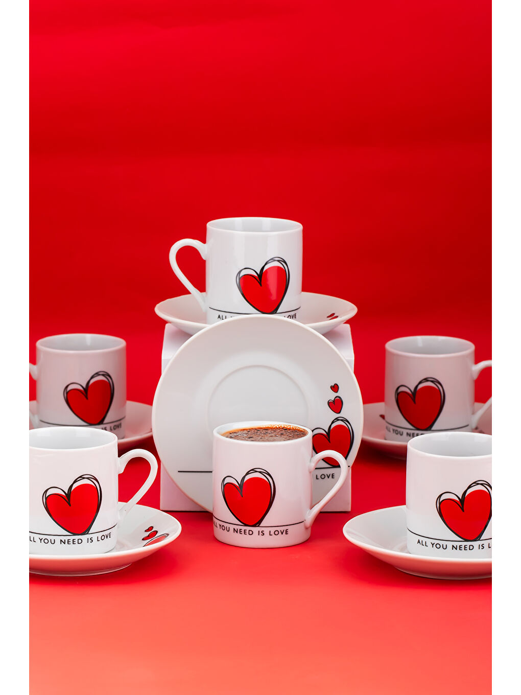 Beyaz 04 Porselen 12 Parça 6 Kişilik Türk Kahvesi Fincan Takımı 90ml-1