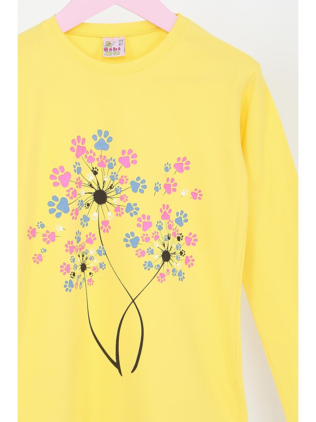 Sarı Kız Çocuk Sari Uzun Kollu Baskılı Penye Badi - 27696-1