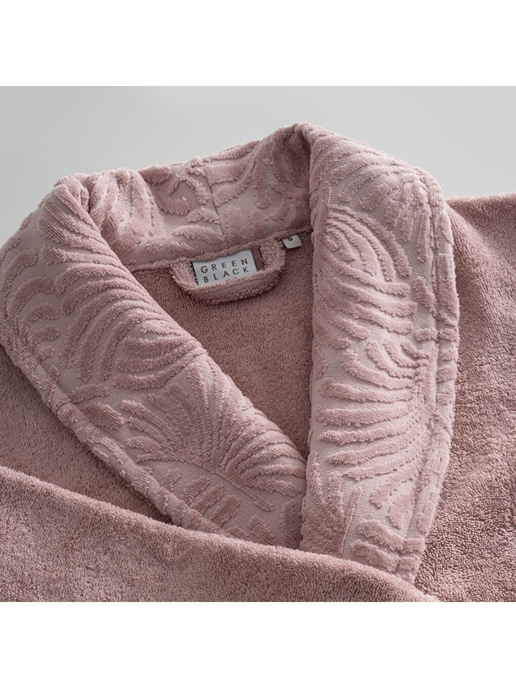 Pembe Fiorina Kadın Bornoz %100 Pamuk Jakarlı Pudra-2