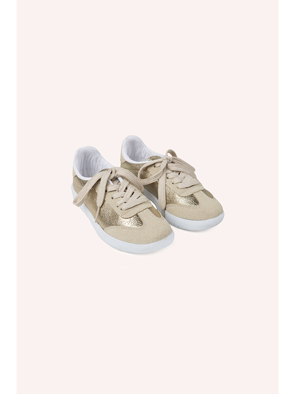 Sarı Kız Çocuk Bağcıklı Parlak Gold Sneaker-3