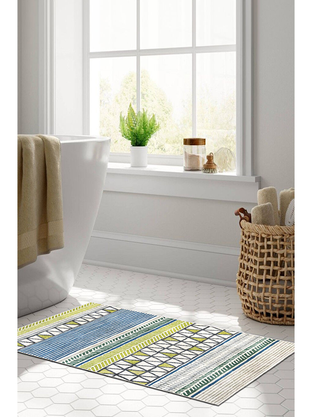 Sarı Dekoratif Özel Tasarım Yıkanabilir İnce Kaymaz Tabanlı Modern Halı KECE FR36-3