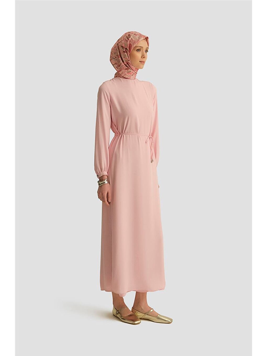 Pembe İp Kemerli Elbise 25Yt927 Rose