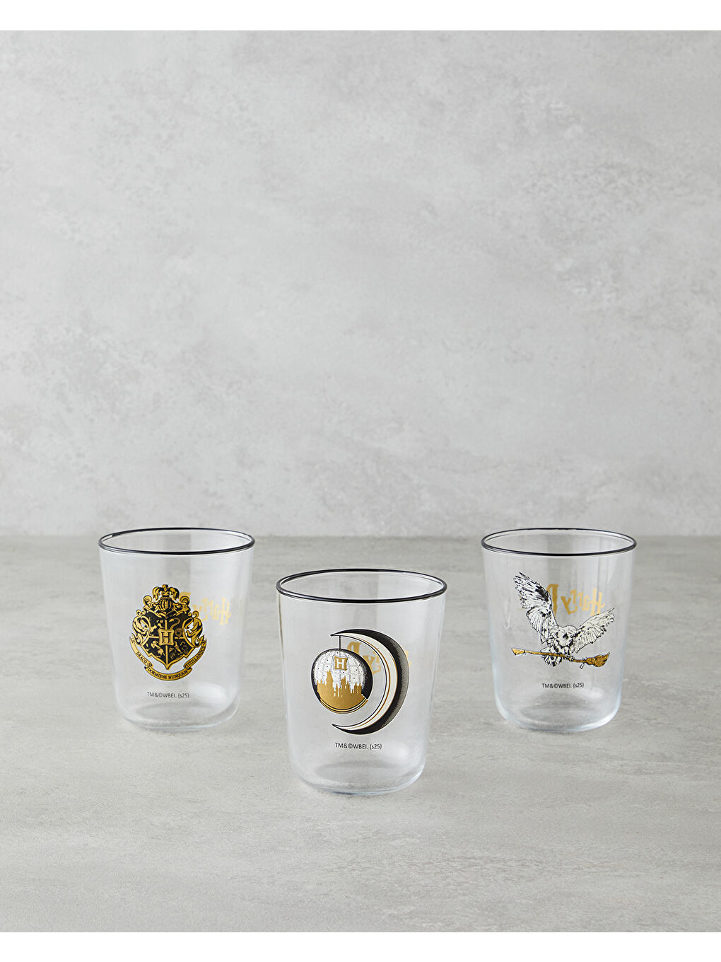 Beyaz Harry Potter Cam 3'lü Lisanslı Bardak 315 Ml Renkli
