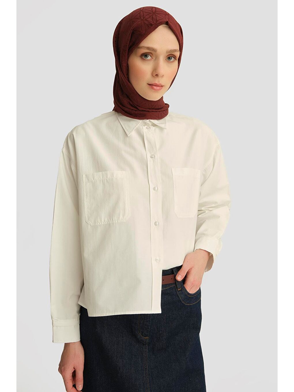 Oversize Gömlek 25Yh3667 Beyaz-2