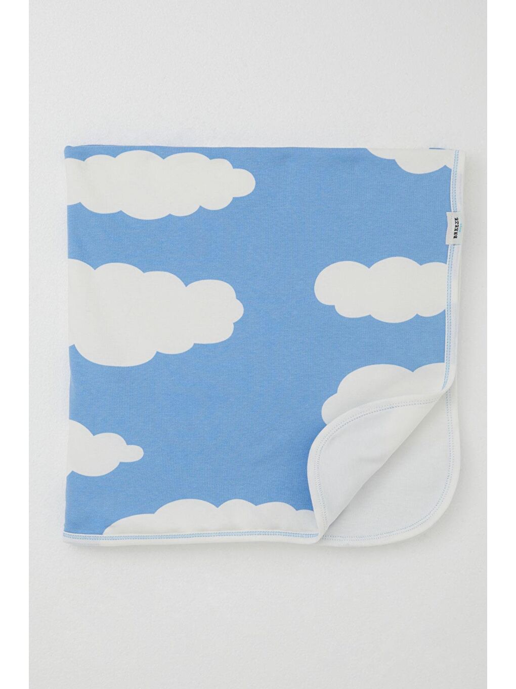 Yenidoğan Bebek Battaniyesi Bulut Desenli Mavi (80 X 90 Cm)-1