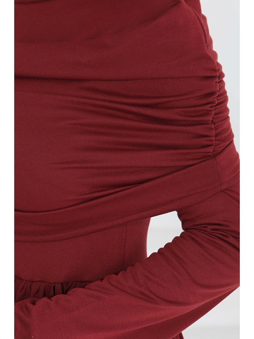 Üstü Şal Detaylı Elbise Bordo - 27282-4