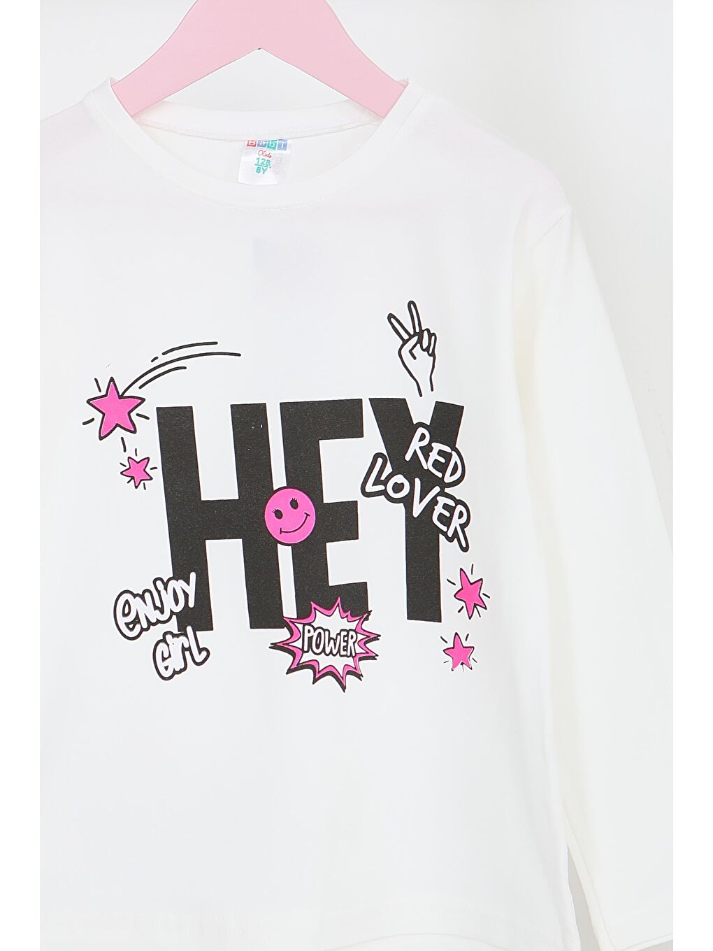 Kız Çocuk Beyaz Uzun Kollu Baskılı Penye Badi - 27701-1