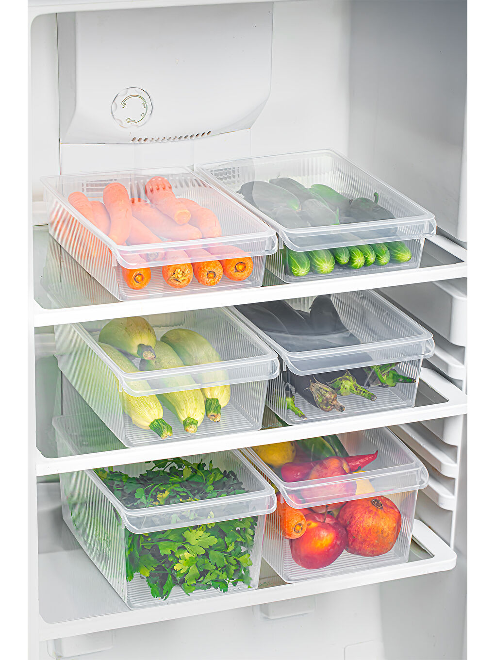 Renksiz 3 Adet Kapaklı Dolap İçi ve Buzdolabı İçi Düzenleyici Banyo Mutfak Organizeri 1er adet 4-6-8 Litre-1