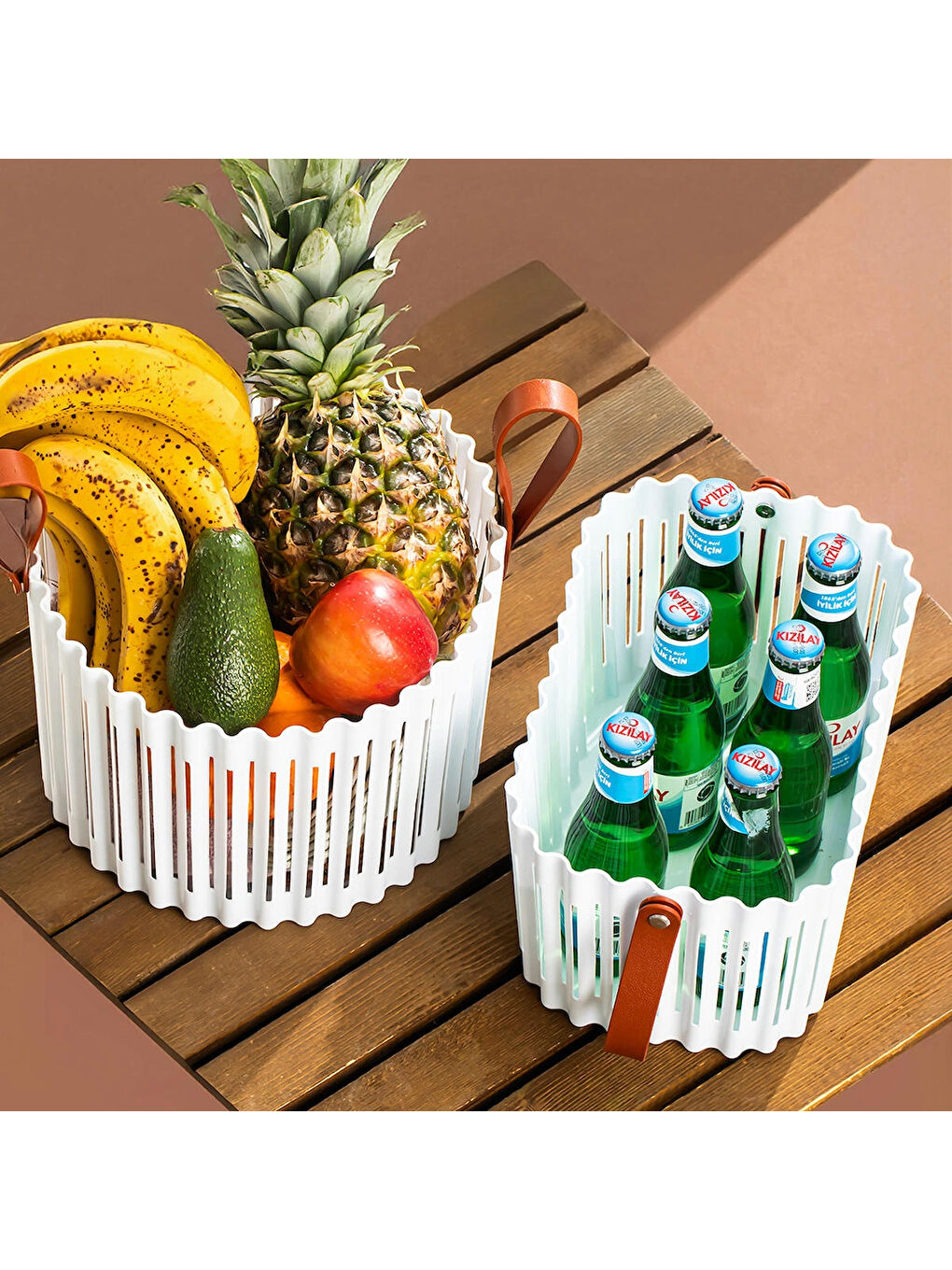 4316 Beyaz 3'lü Sepet Seti – Banyo Mutfak Organizeri, Tezgah Üstü ve Kirli Çamaşır Sepeti-6