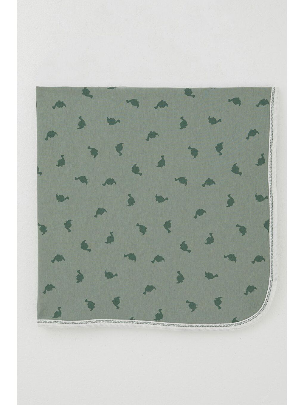Yenidoğan Bebek Battaniyesi Sevimli Bebek Dinozor Desenli Haki Yeşil (80 X 90 Cm)