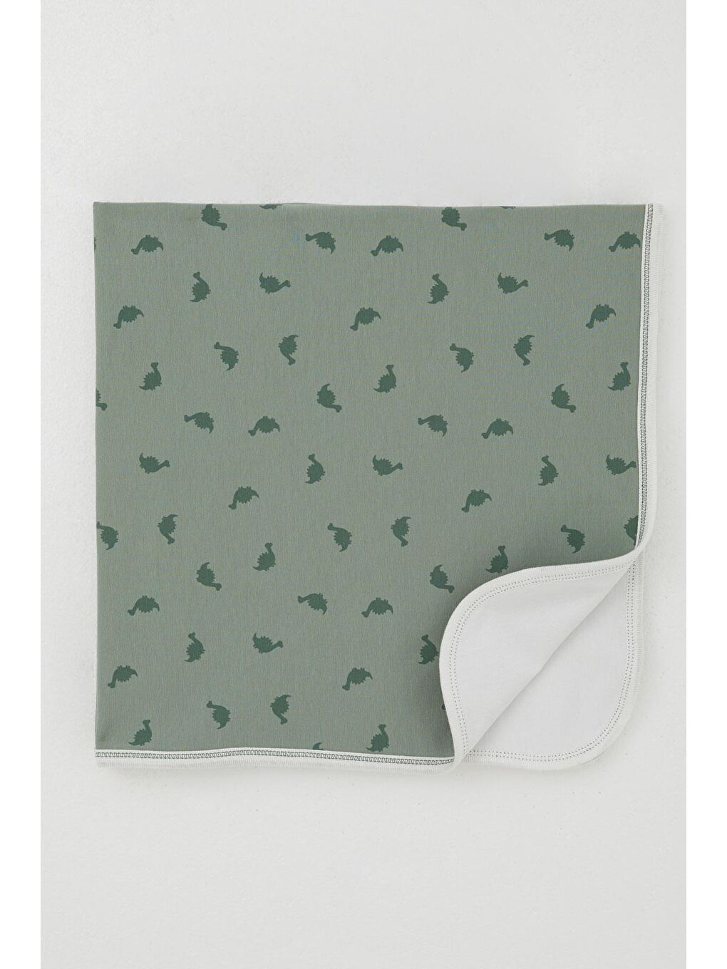 Yenidoğan Bebek Battaniyesi Sevimli Bebek Dinozor Desenli Haki Yeşil (80 X 90 Cm)-1