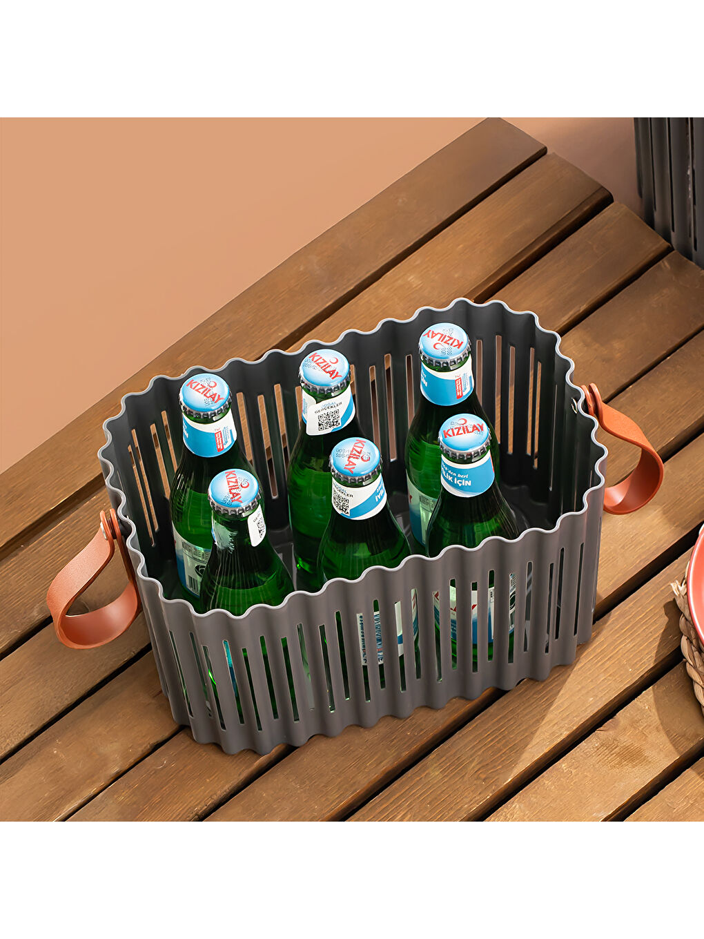 4314 Antrasit 3'lü Sepet Seti – Banyo Mutfak Organizeri, Tezgah Üstü ve Kirli Çamaşır Sepeti-5