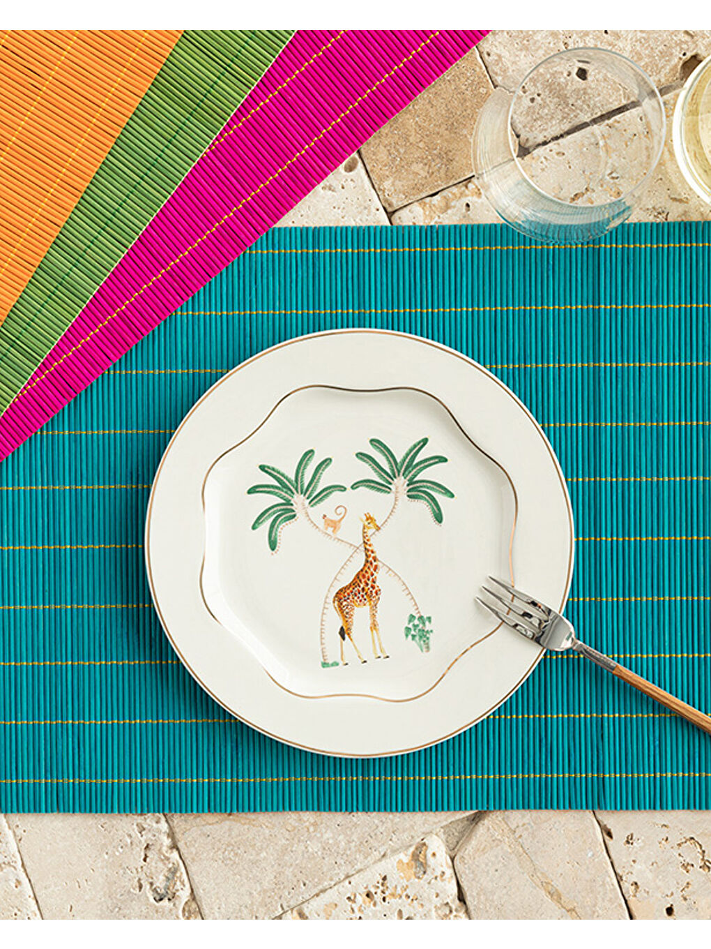 Beyaz Farleg Bambu 4'lü Amerikan Servis Renkli