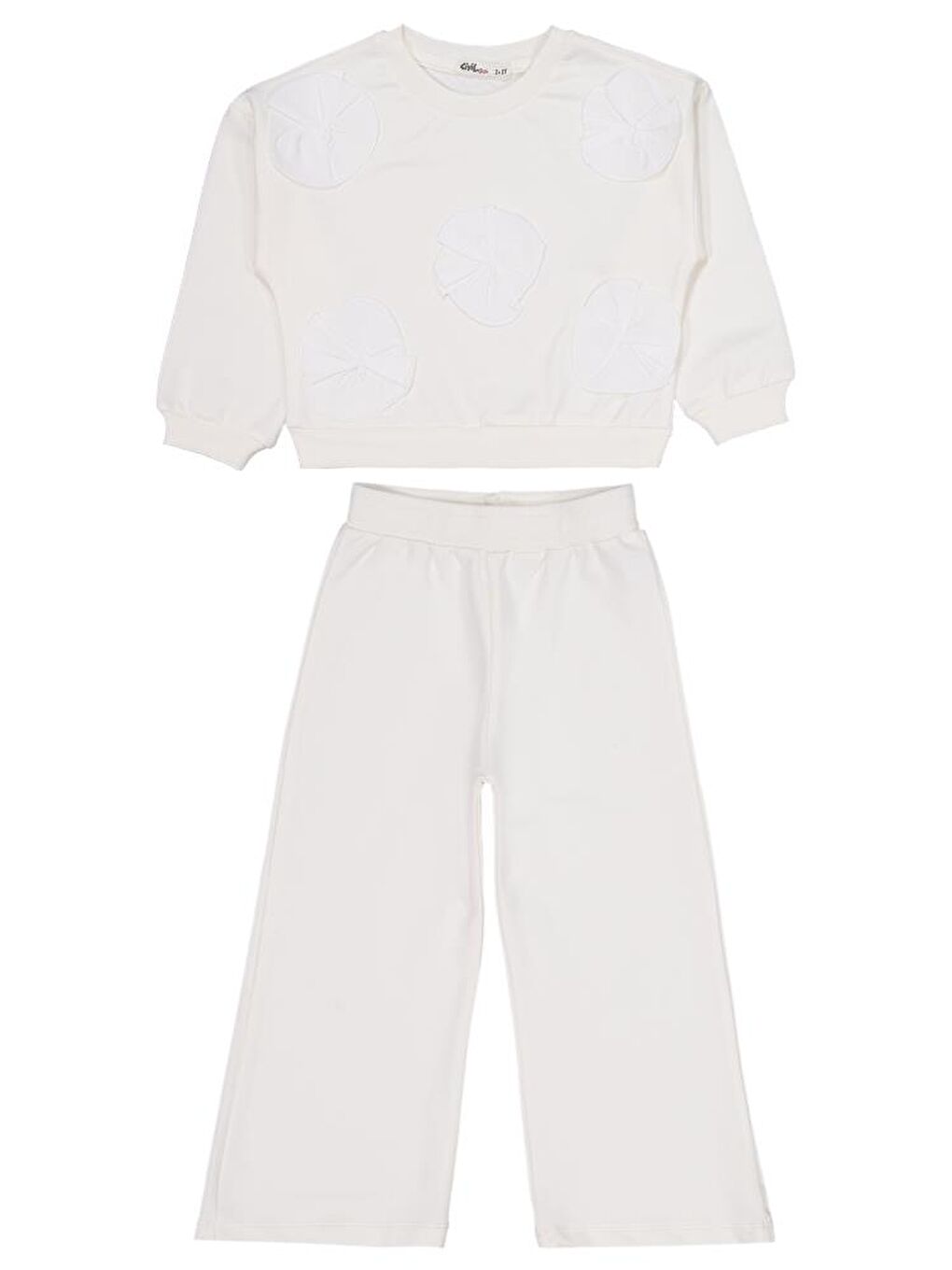 Ekru Girls Çiçek Aksesuarlı 2-5 Yaş Eşofman Takımı