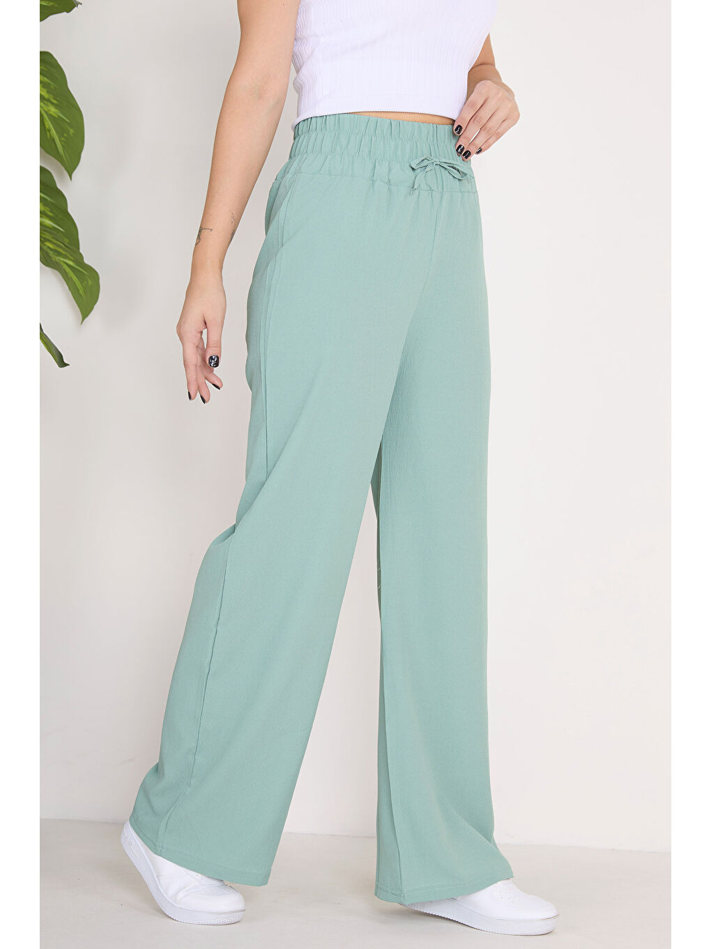 Yeşil Beli Lastikli Pantolon Mint - 27074