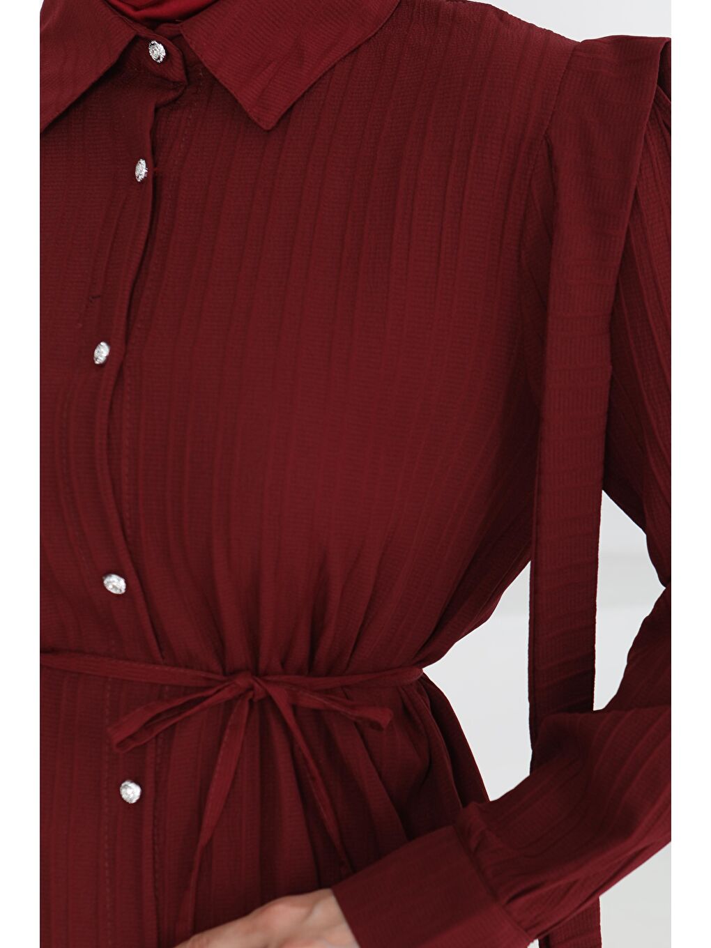 Omuz Bağlama Detaylı Tunik Bordo - 27195-3