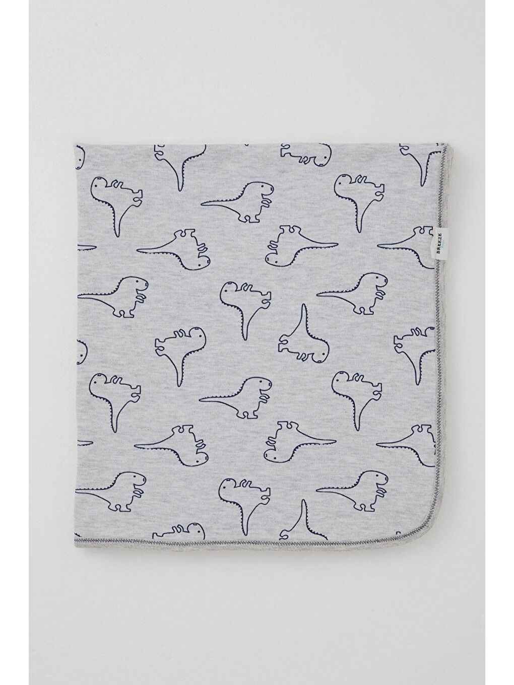 Yenidoğan Bebek Battaniyesi Sevimli Bebek Dinozorlar Desenli Açık Gri Melanj (78 X 87 Cm)