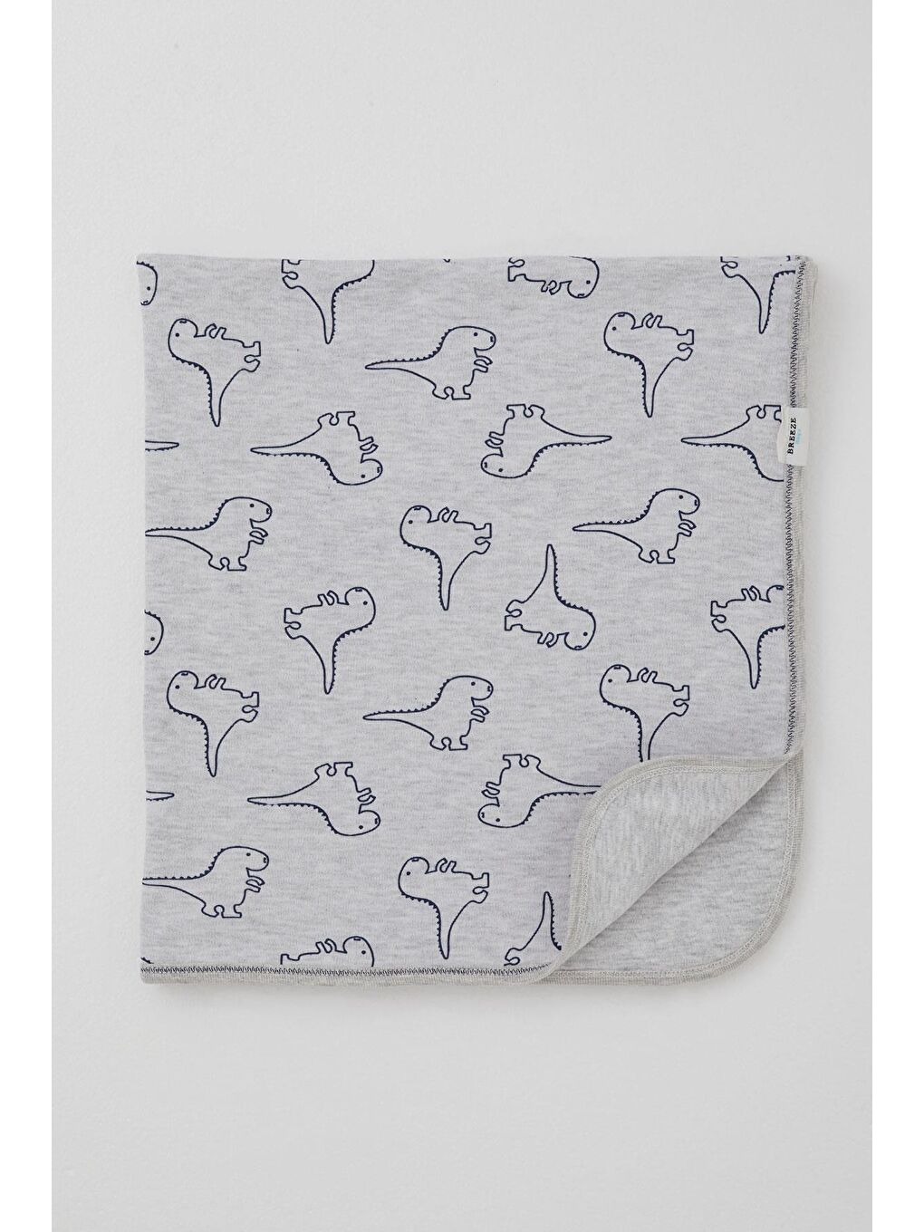 Yenidoğan Bebek Battaniyesi Sevimli Bebek Dinozorlar Desenli Açık Gri Melanj (78 X 87 Cm)-1