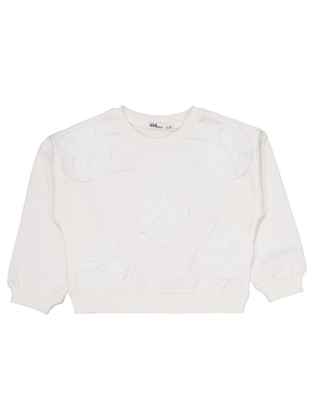 Ekru Girls Çiçek Aksesuarlı 2-5 Yaş Eşofman Takımı-2