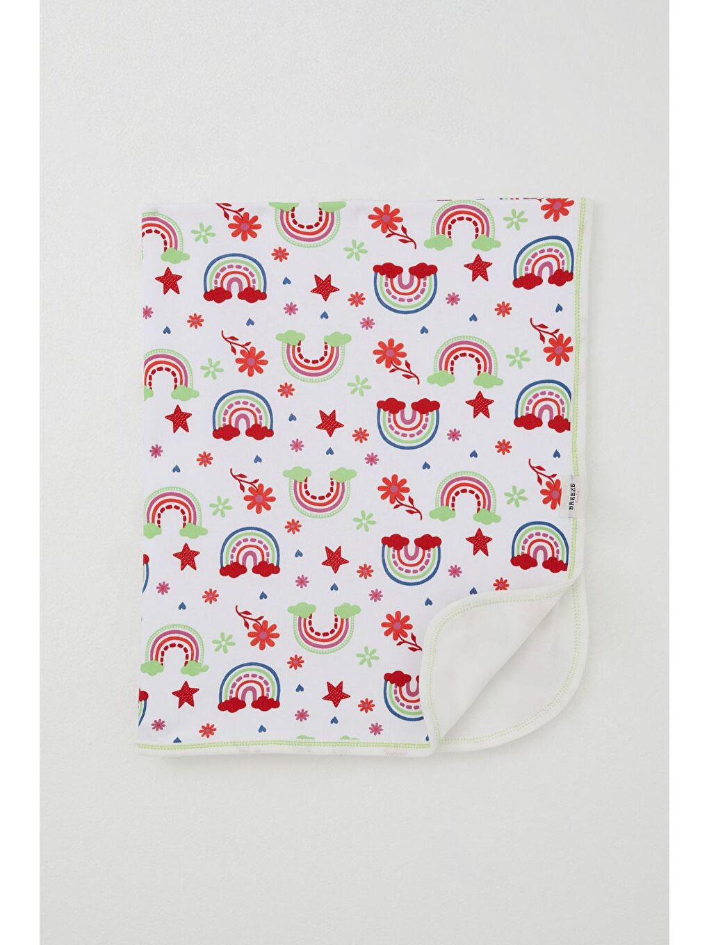 Yenidoğan Bebek Battaniyesi Masalı Çiçek Desenli Beyaz (81 X 88 Cm)-1