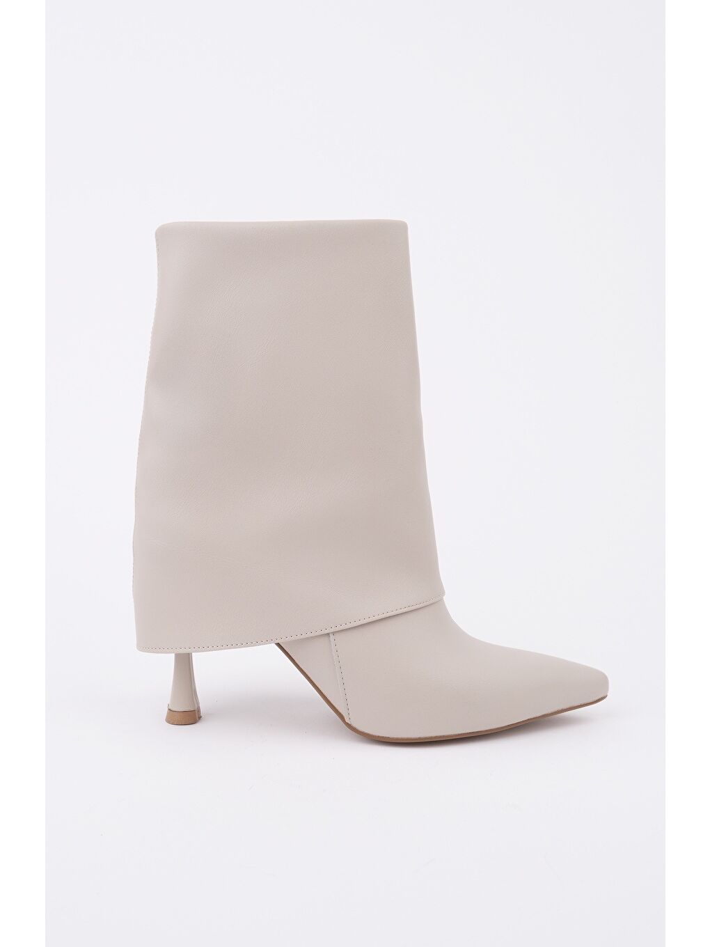 Bej MARLA Sivri Burun İnce Topuklu Fermuarlı Kadın Bot-2