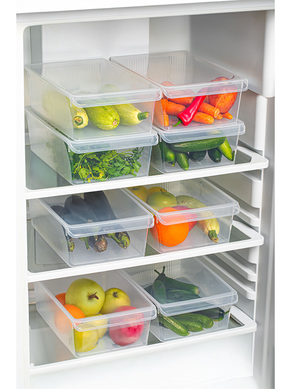 Renksiz 3184 Buzdolabı Duzenleyıcı 6 Lt Seffaf Kapaksız 3 Adet 4308 3 Adet Kapak-1