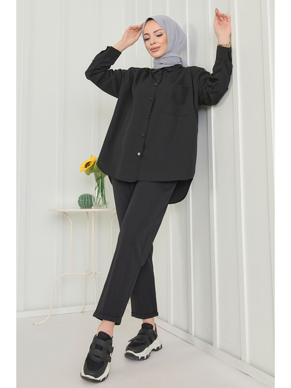 Tunık Pantolon İkili Takım Siyah - 27086-4