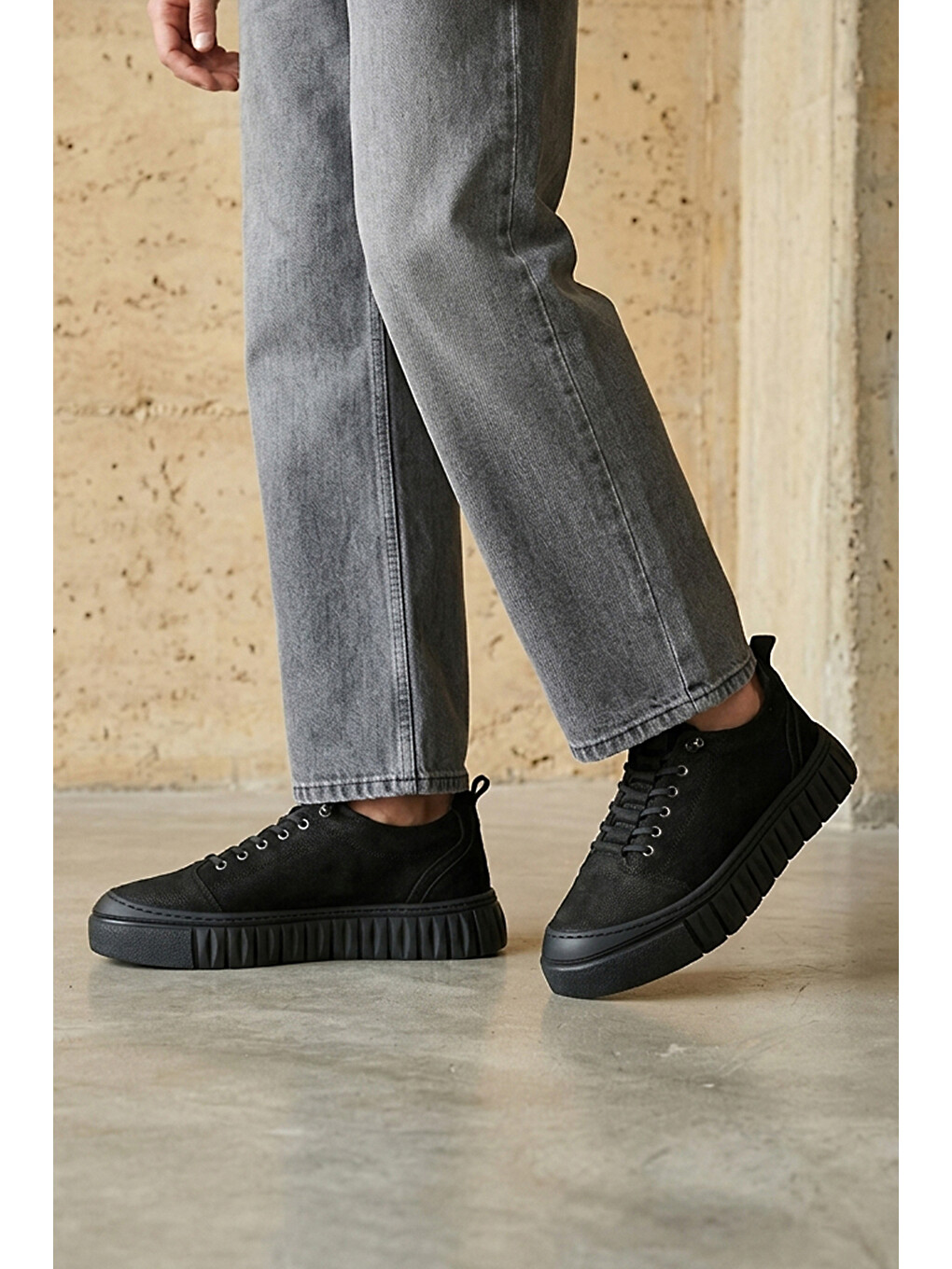Erkek Hakiki Deri Sneaker 1631040zk2609 Siyah-1