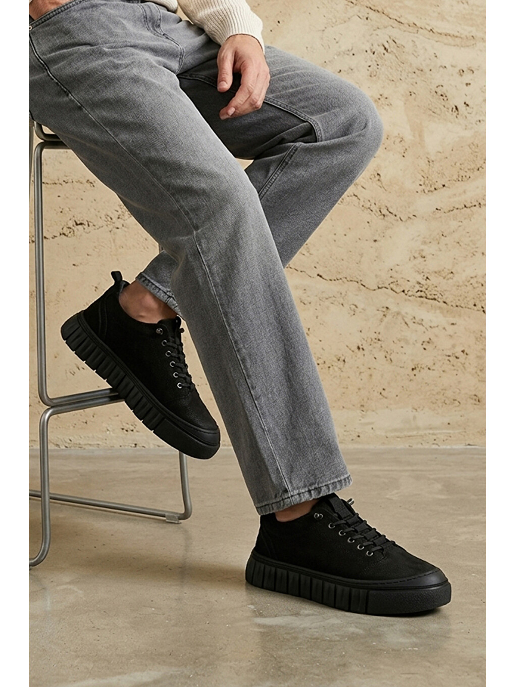 Erkek Hakiki Deri Sneaker 1631040zk2609 Siyah-2