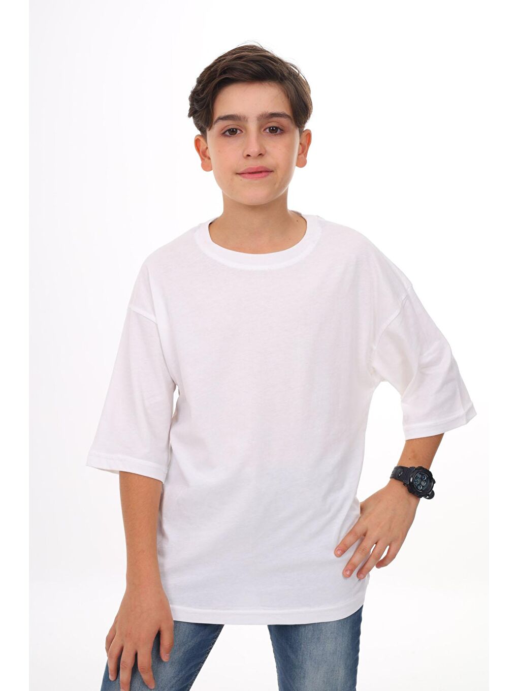 Mavi - Beyaz Düz Bisiklet Yaka 2'li Erkek Tişört 18044-2