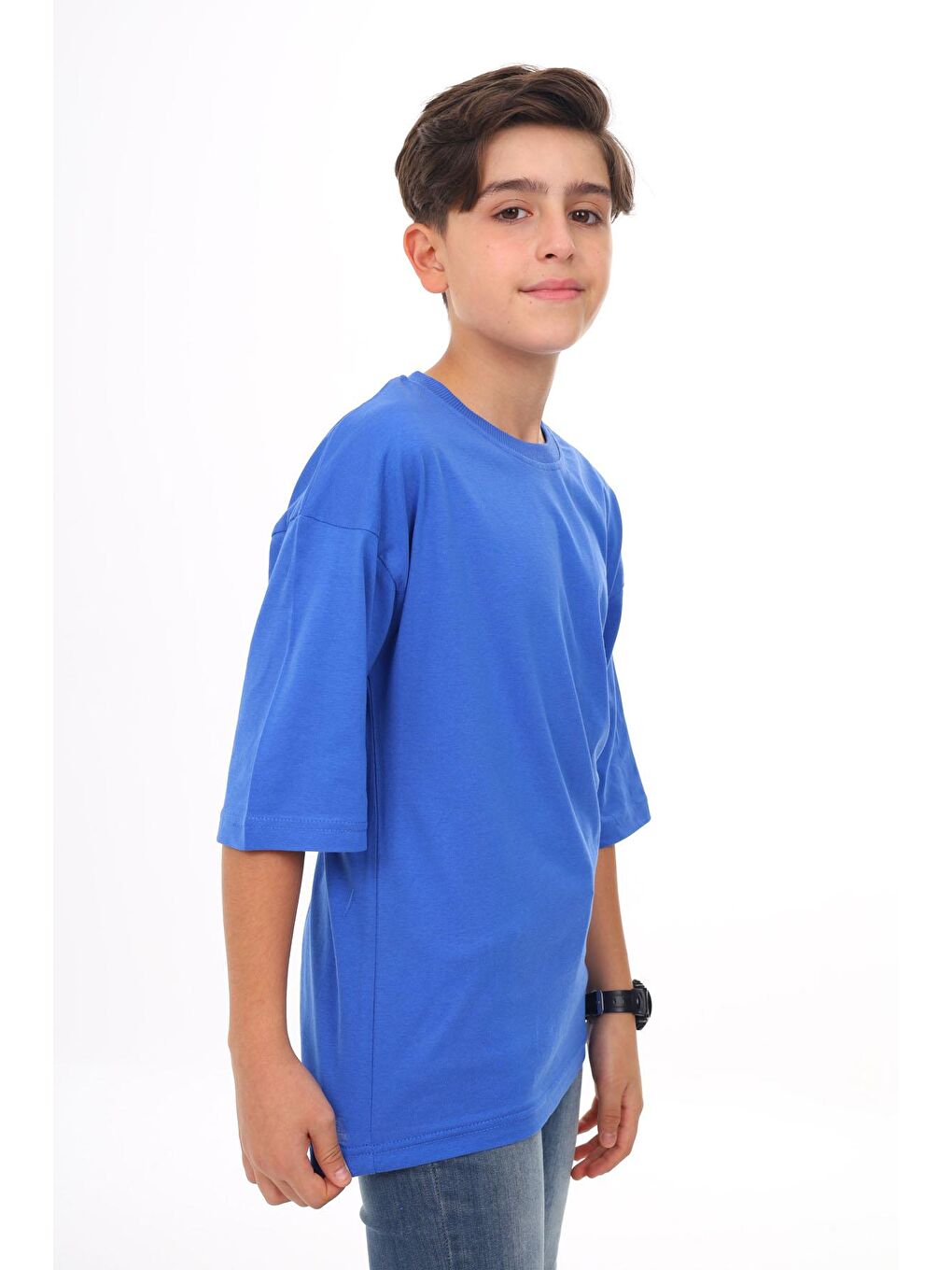 Mavi - Beyaz Düz Bisiklet Yaka 2'li Erkek Tişört 18044-3