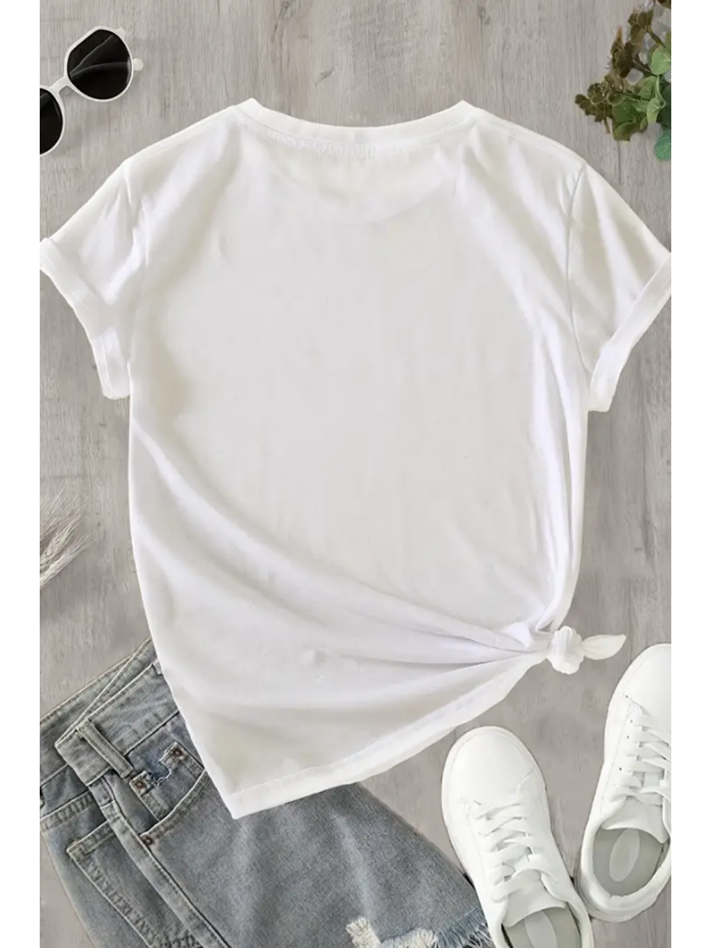 Kadın Beyaz Cherry Baskılı Regular Bisiklet Yaka T-Shirt-4